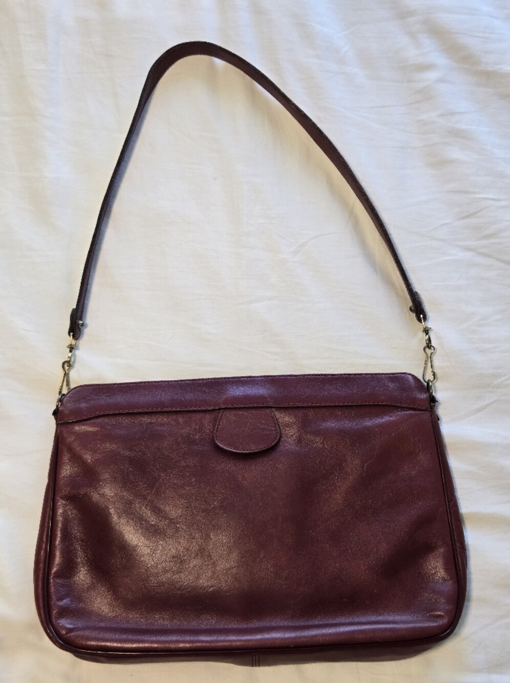 VTG Etienne Aigner Oxblood Genuine Leather Convertible Shoulder Bag Clutch Logo - Picture 3 of 8